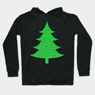 Minimalistic Green Faux Glitter Christmas Tree Hoodie